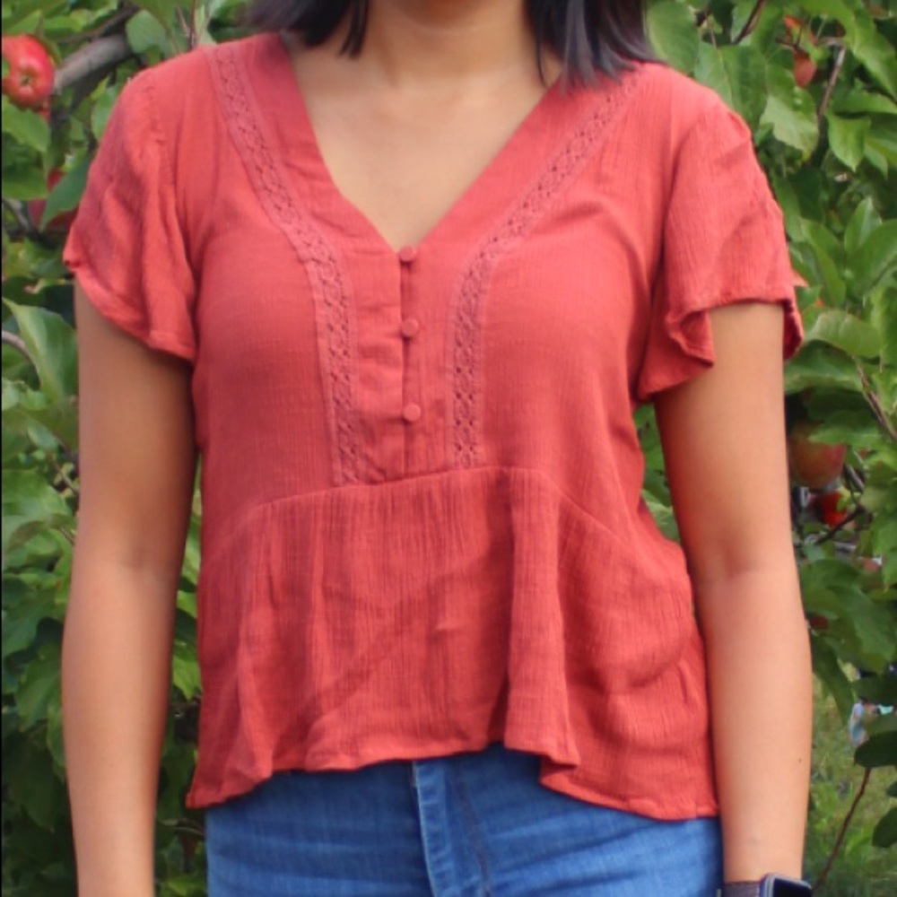 Orange Flowy Shirt